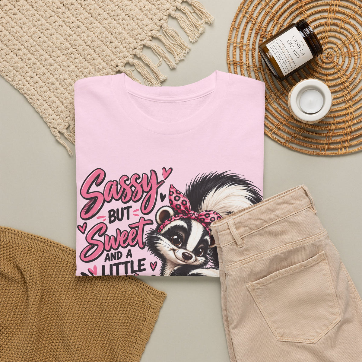 Skunk Tee - "Sassy But Sweet and a Little Stinky" Cute Floral Graphic Shirt