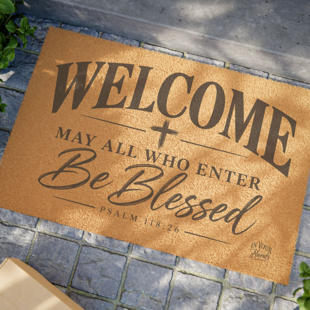 Welcome Doormat — "May All Who Enter Be Blessed" Coir Entrance Mat