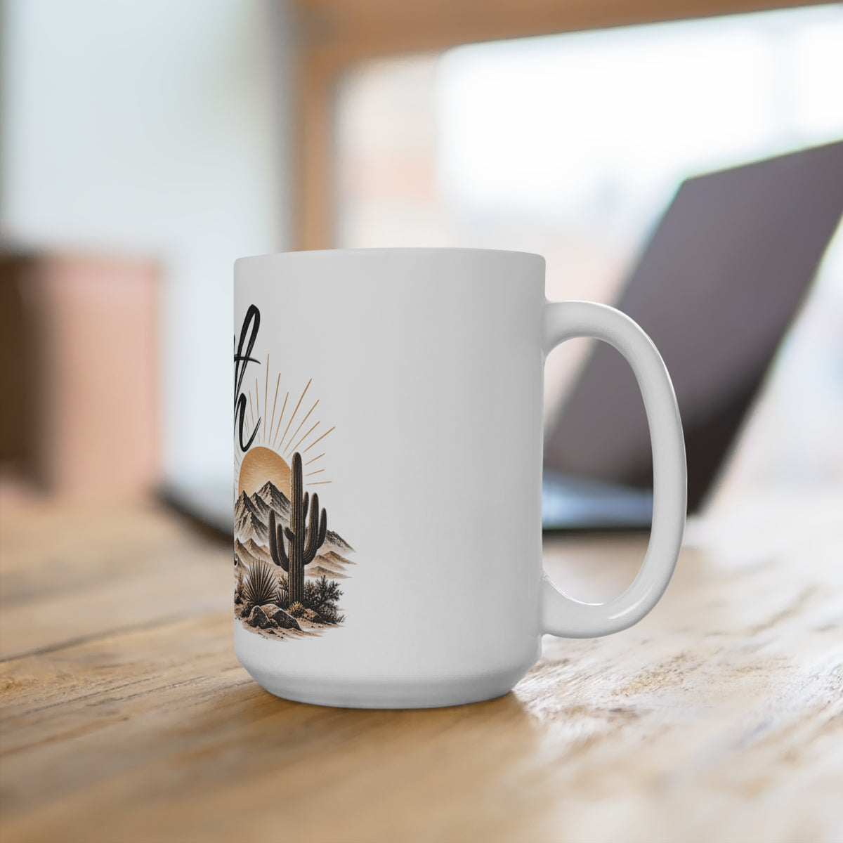 Faith Over Fear 15oz Ceramic Mug — Isaiah 41:10 Inspirational Coffee Cup