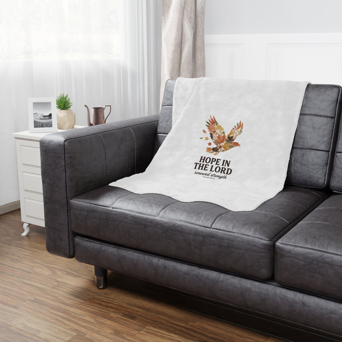 Hope in the Lord Minky Blanket — Christian Inspirational Throw with Autumn Dove Design (Isaiah 40:31)