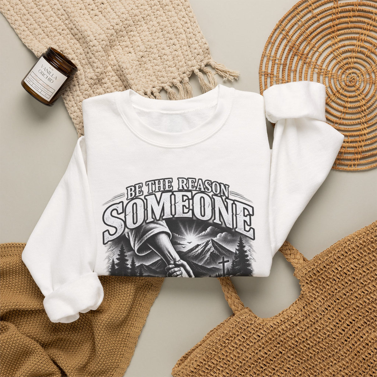 Inspirational Axe Graphic Sweatshirt – "Be the Reason Someone Believes" Crewneck