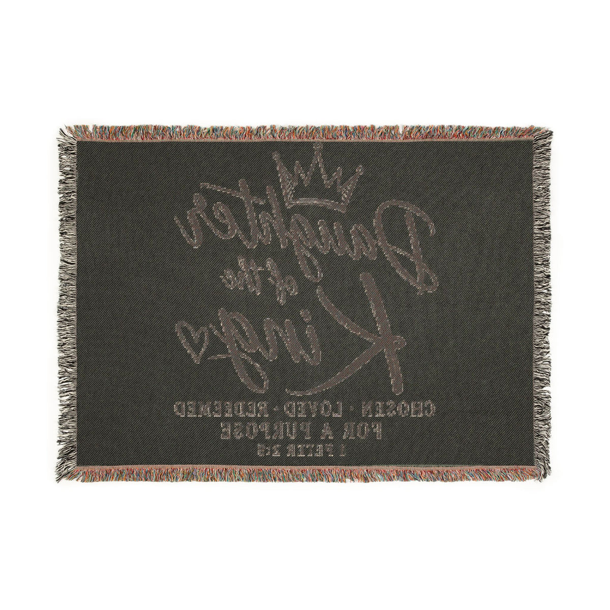 Woven Blanket — "Daughter of the King" Inspirational Christian Throw (Chosen • Loved • Redeemed)