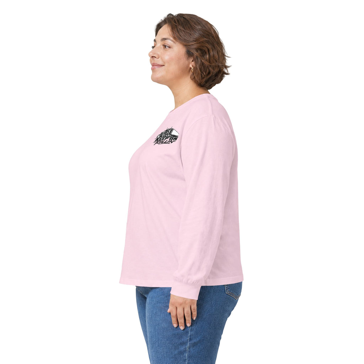 Truck Driver Long Sleeve Tee — “Keep On Rollin'” Graphic Shirt