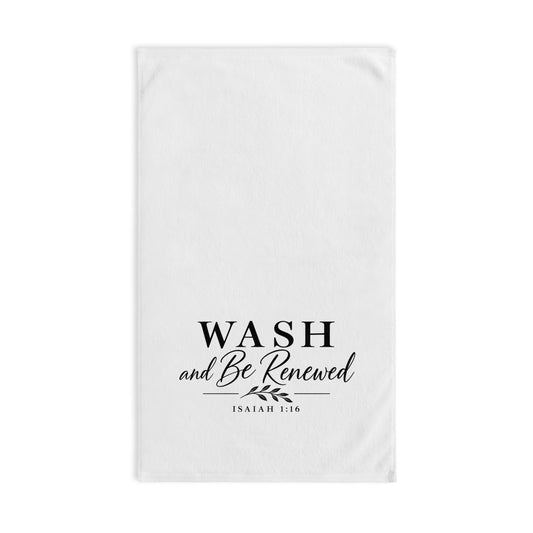 Inspirational Kitchen Hand Towel — "Wash and Be Renewed" (Isaiah 1:16)