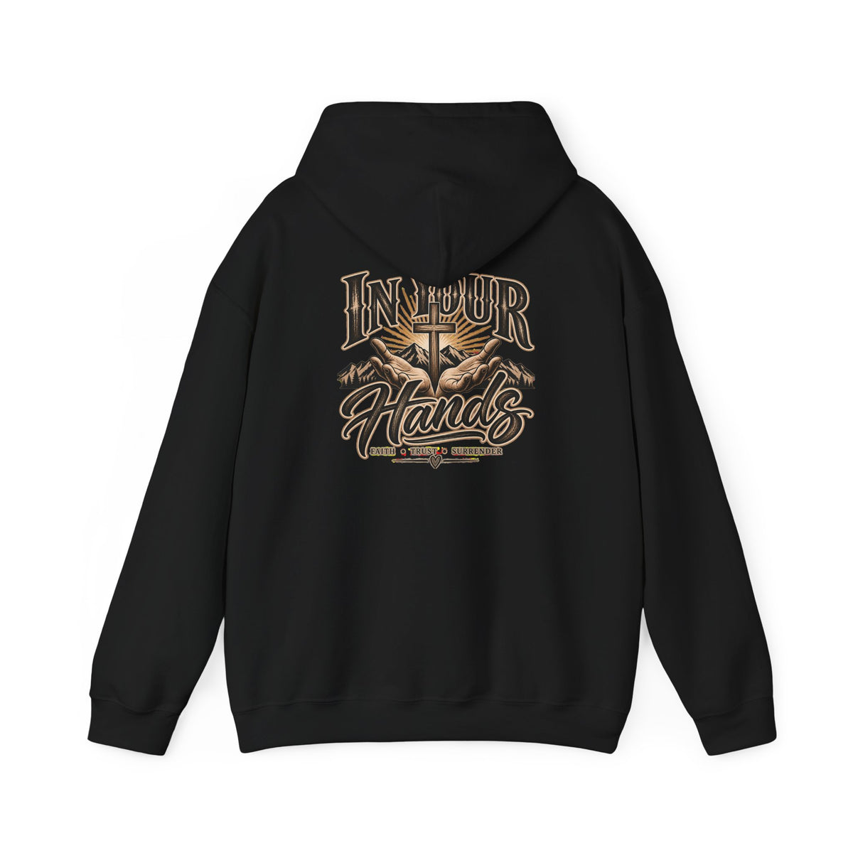 In Your Hands Hoodie — Christian Cross & Open Bible Faith Sweatshirt