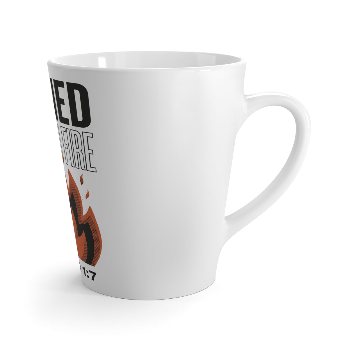 Refined Through Fire Latte Mug — Christian 1 Peter 1:7 Faith Coffee Cup