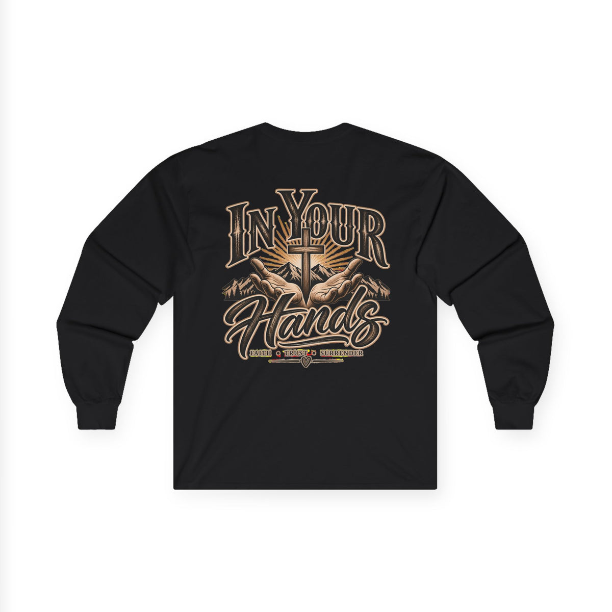 In Your Hands Long Sleeve Tee — Inspirational Christian Cross Shirt