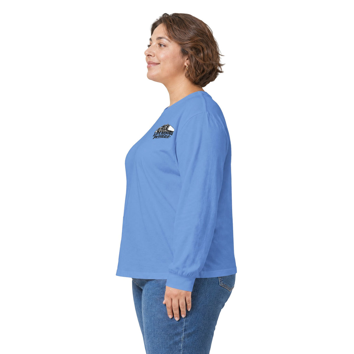 Long Sleeve Tee — "Life Behind the Wheel" Trucker Graphic