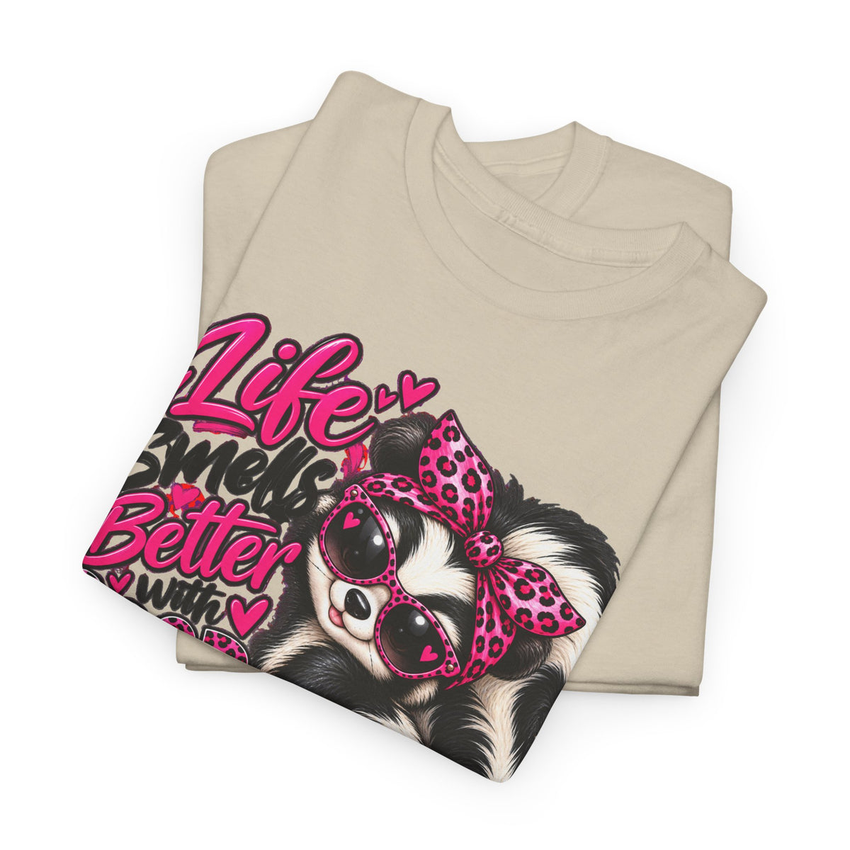Life Smiles Better with Good Friends Skunk Graphic T-Shirt