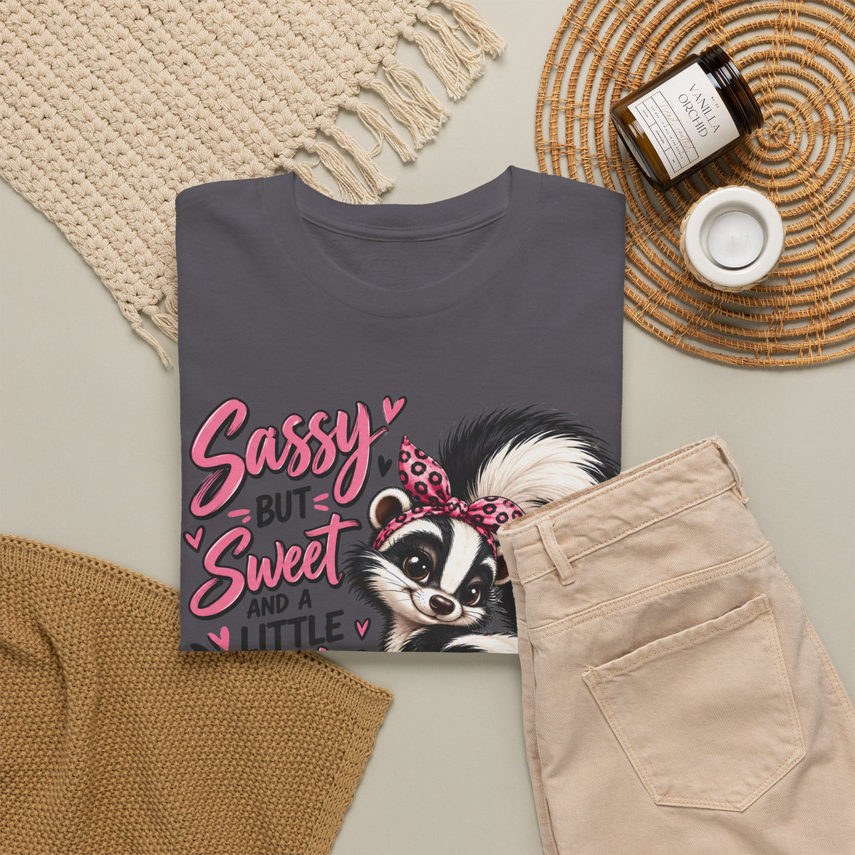 Skunk Tee - "Sassy But Sweet and a Little Stinky" Cute Floral Graphic Shirt