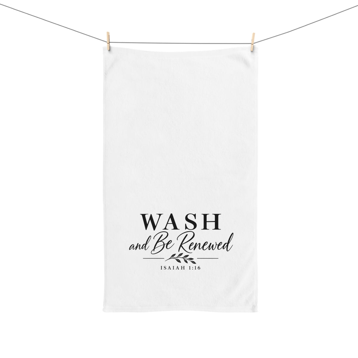 Inspirational Kitchen Hand Towel — "Wash and Be Renewed" (Isaiah 1:16)