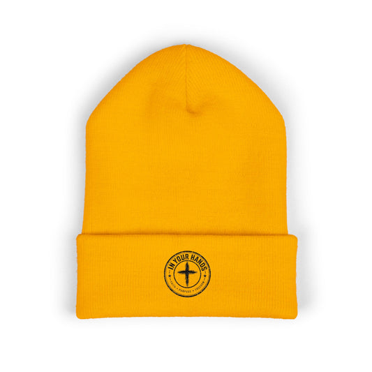 Embroidered Cuffed Beanie "Fix Your Habits" – Warm Knit Winter Hat