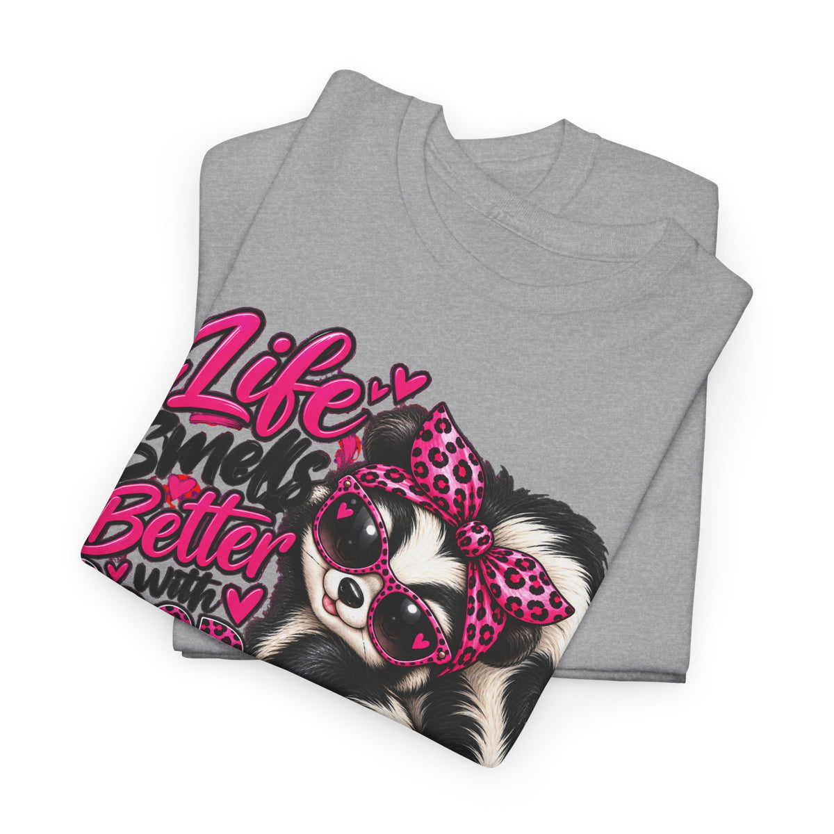 Life Smiles Better with Good Friends Skunk Graphic T-Shirt