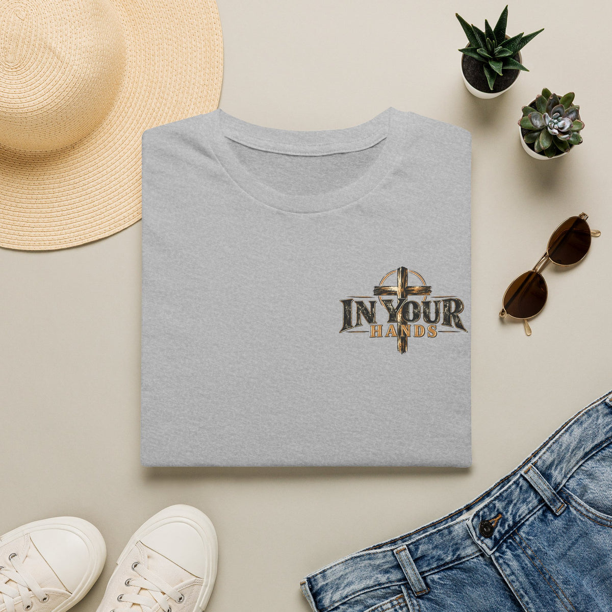 In Your Hands Cross Logo T-Shirt — Christian Faith Graphic Tee