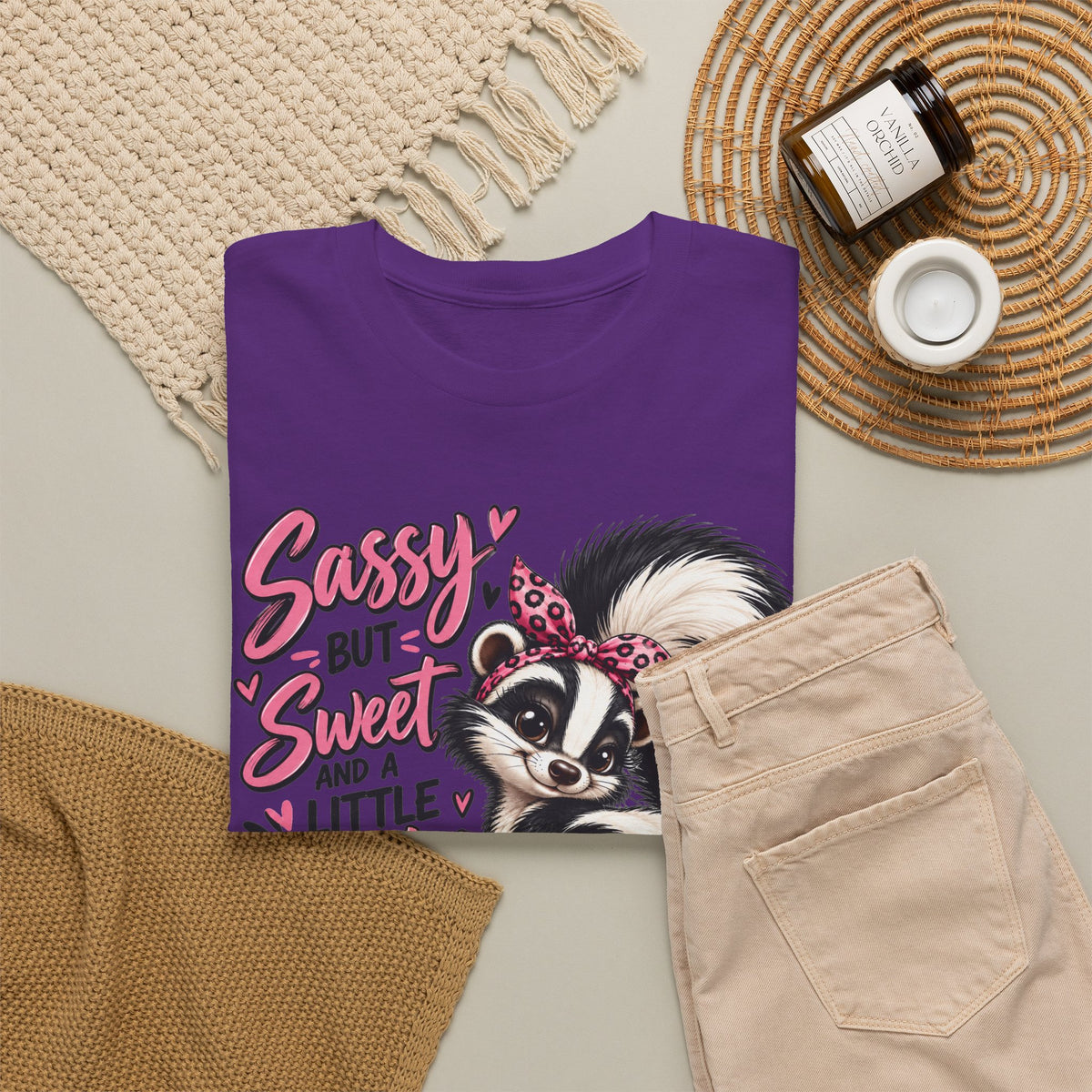Skunk Tee - "Sassy But Sweet and a Little Stinky" Cute Floral Graphic Shirt