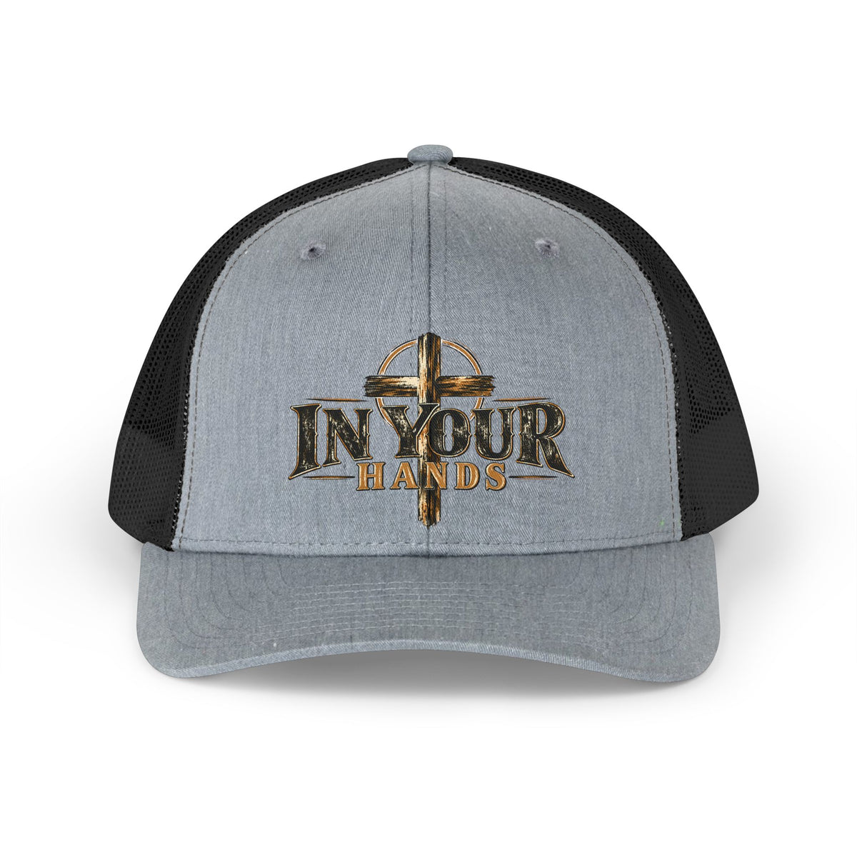 Retro Trucker Hat — 'In Your Hands' Cross Graphic