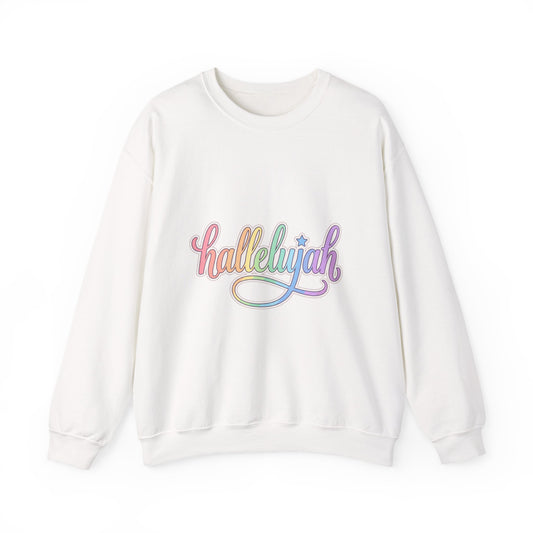 Hallelujah Script Rainbow Crewneck Sweatshirt | Everything Hallelujah