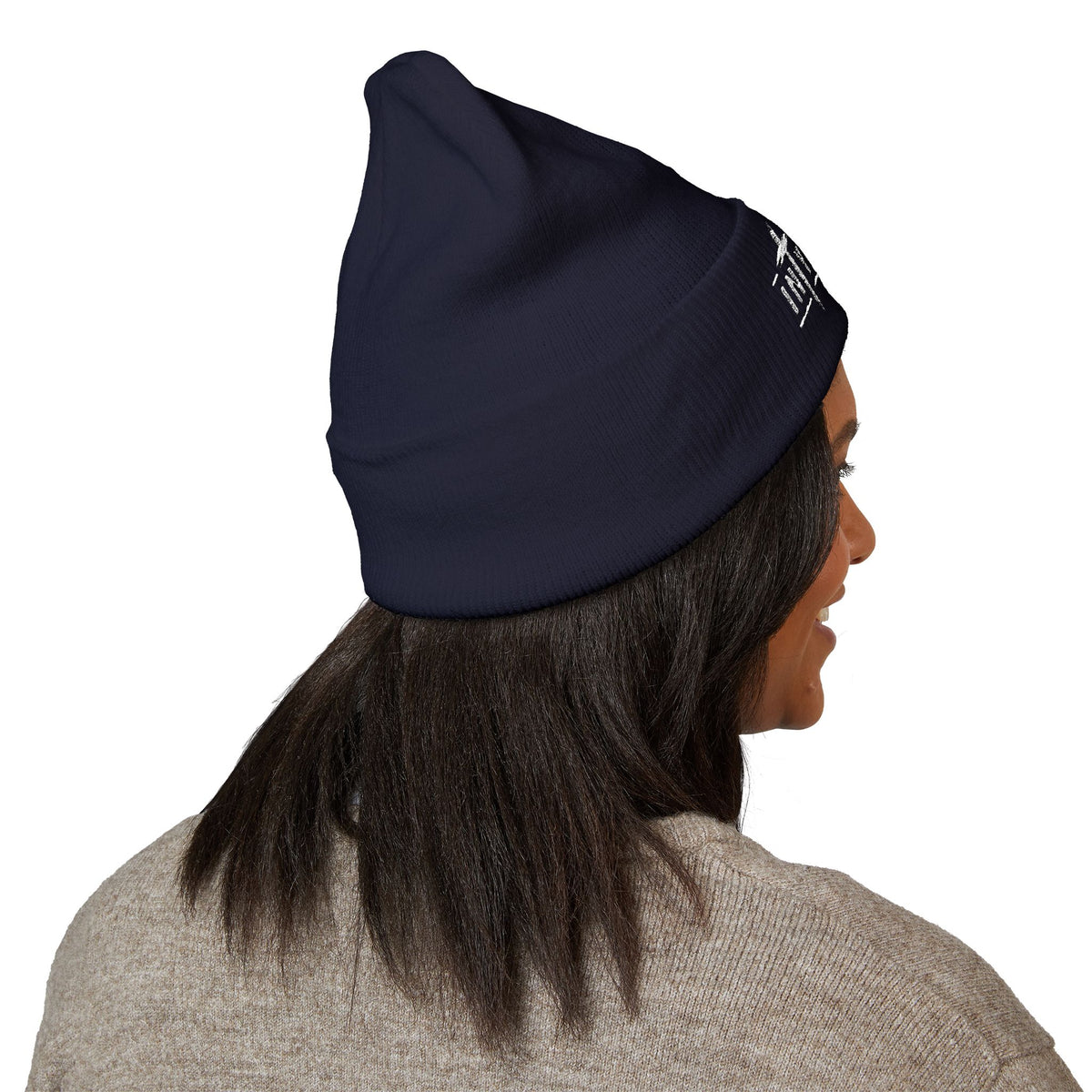 Embroidered 'In Your Hands' Cuffed Beanie - Knit Winter Hat