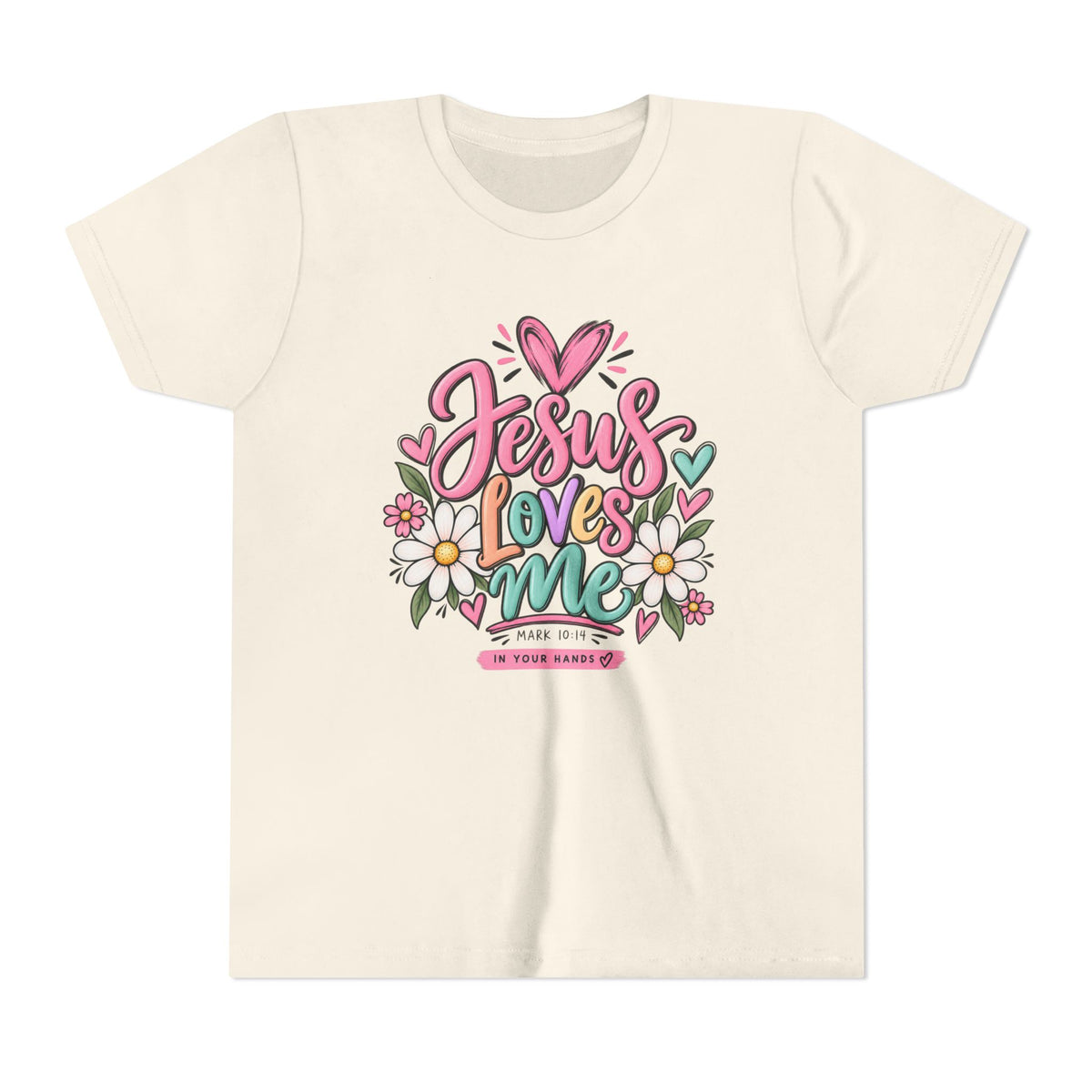 Youth Tee — "Jesus Loves Me" Floral Christian Kids T-Shirt
