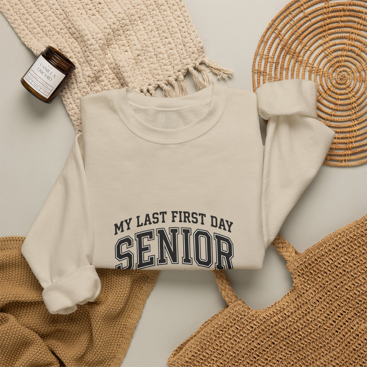 Last First Day Senior 2027 Sweatshirt | Collegiate Hand-Lettered Style