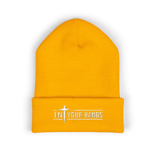 Embroidered 'In Your Hands' Cuffed Beanie - Knit Winter Hat