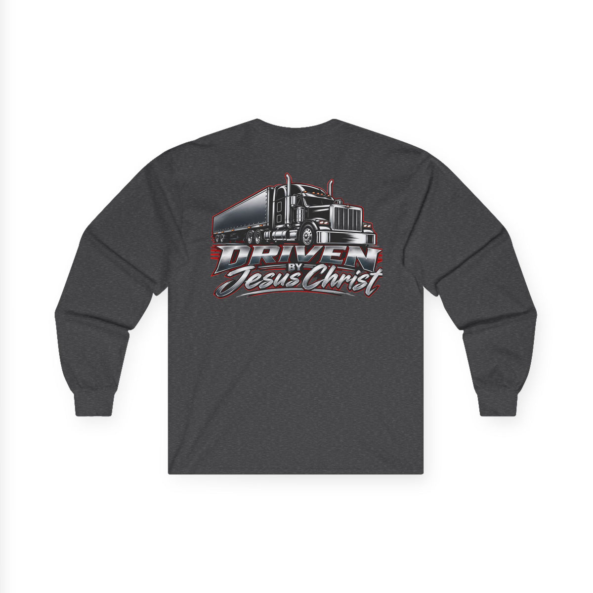 Long Sleeve Tee - Driven by Jesus Christ Trucker Graphic