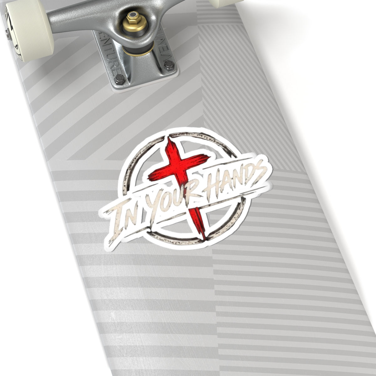 In Your Hands Cross Sticker — Christian Faith Kiss-Cut Vinyl Decal