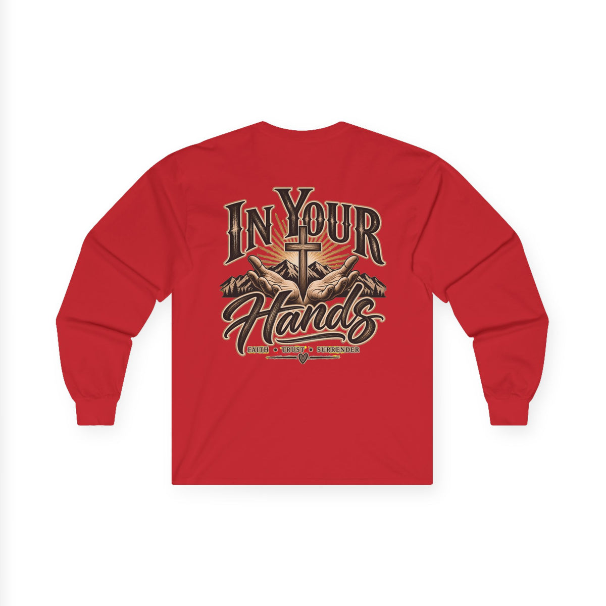 In Your Hands Long Sleeve Tee — Inspirational Christian Cross Shirt