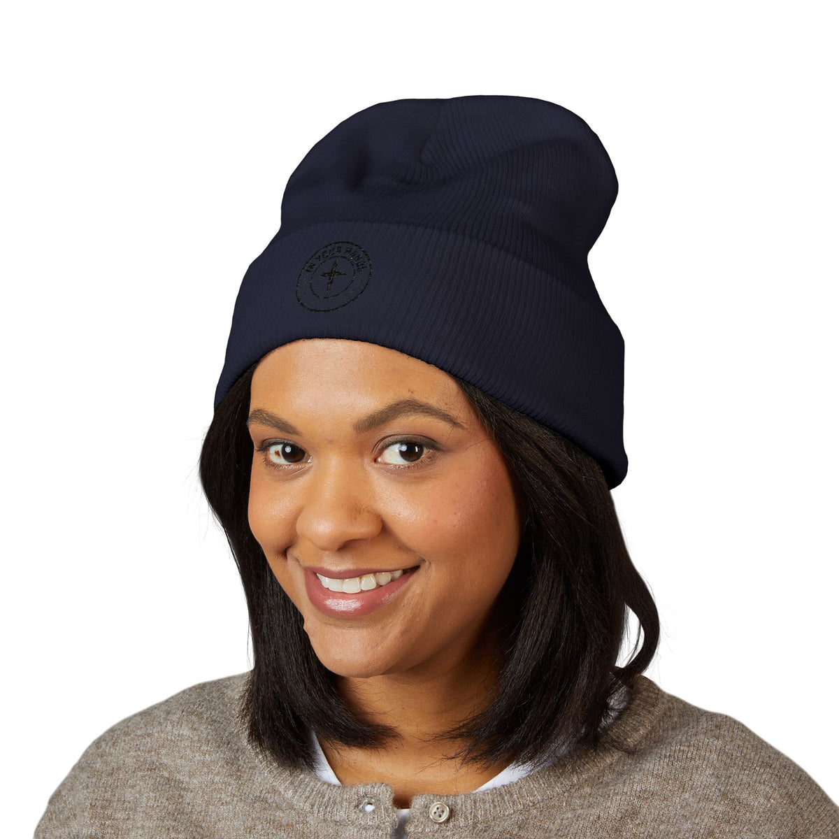 Embroidered Cuffed Beanie "Fix Your Habits" – Warm Knit Winter Hat