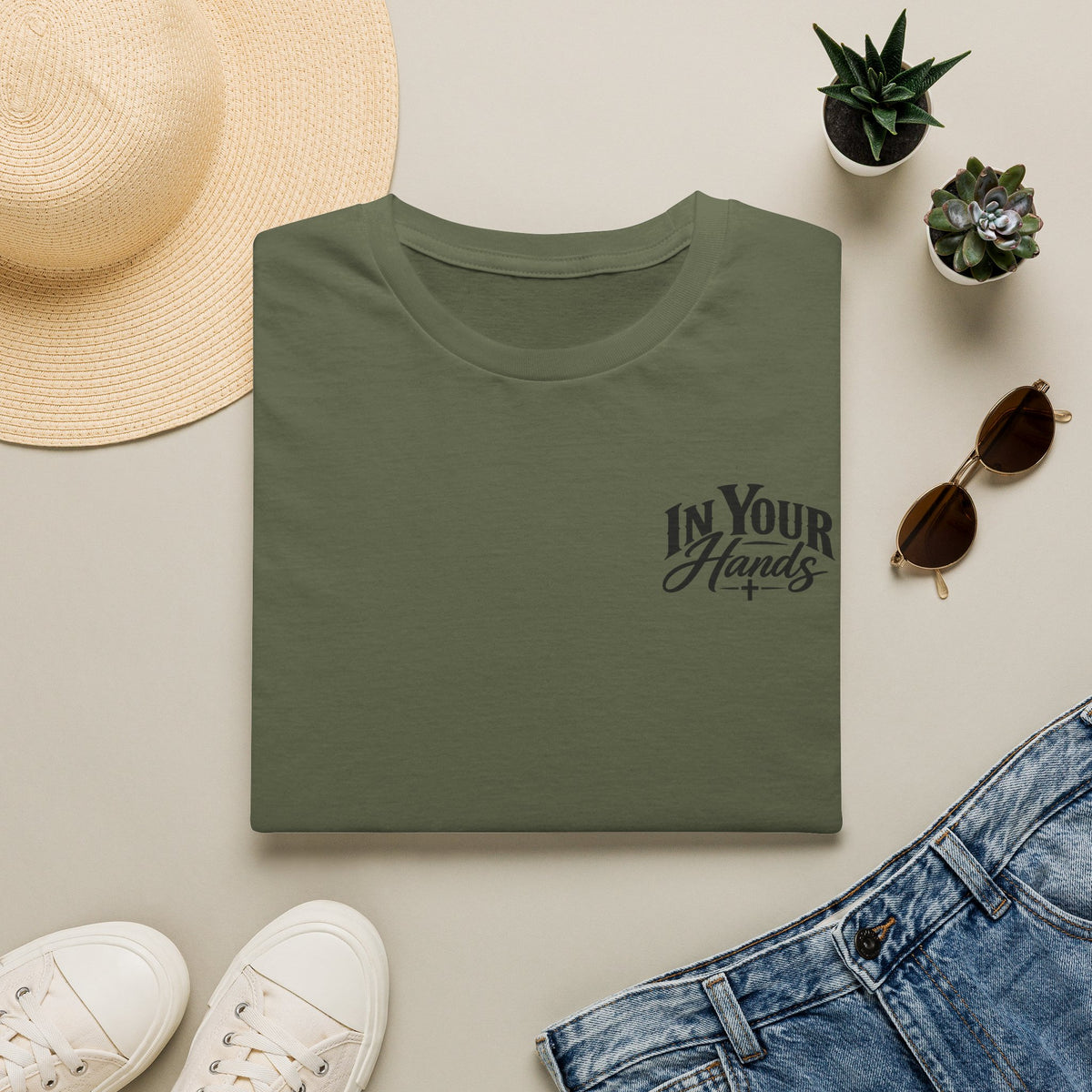 In Your Hands Tee — Minimal Chest Logo Graphic T-Shirt
