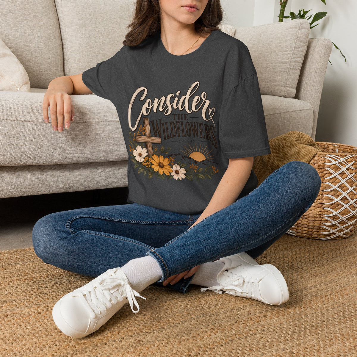 Consider the Wildflowers T-Shirt — Vintage Floral Faith Graphic Tee