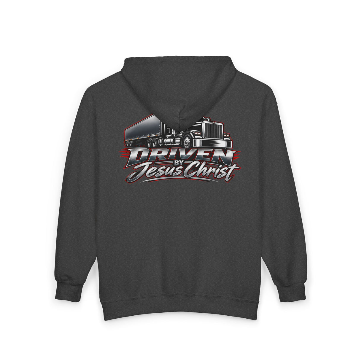 Driven by Jesus Christ Hoodie — Christian Trucker Full-Zip Sweatshirt