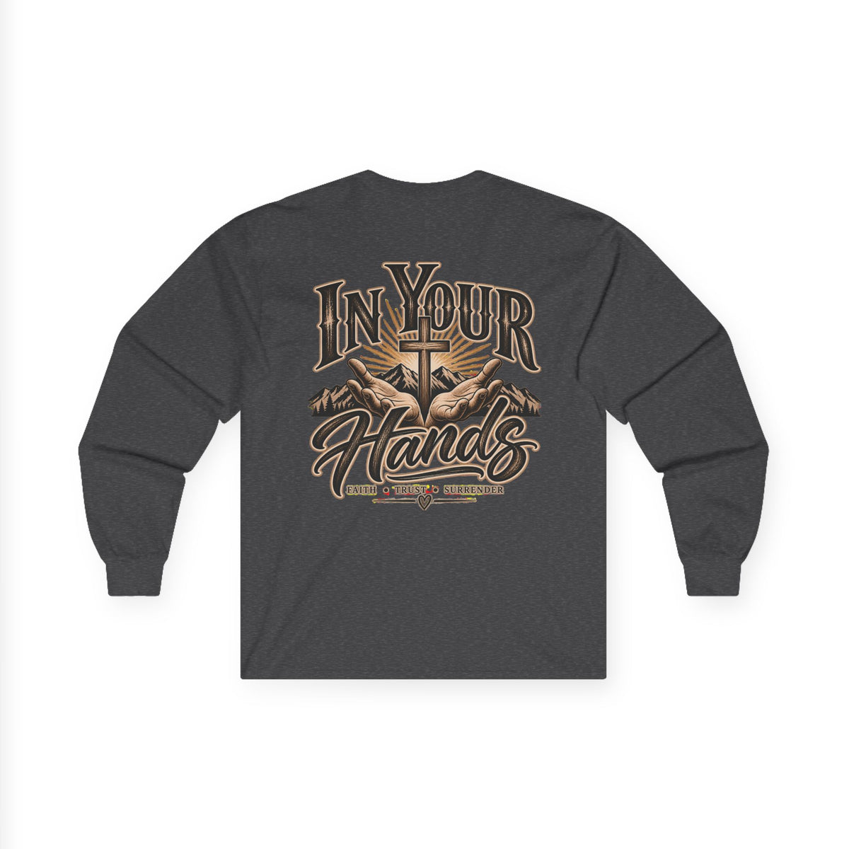 In Your Hands Long Sleeve Tee — Inspirational Christian Cross Shirt