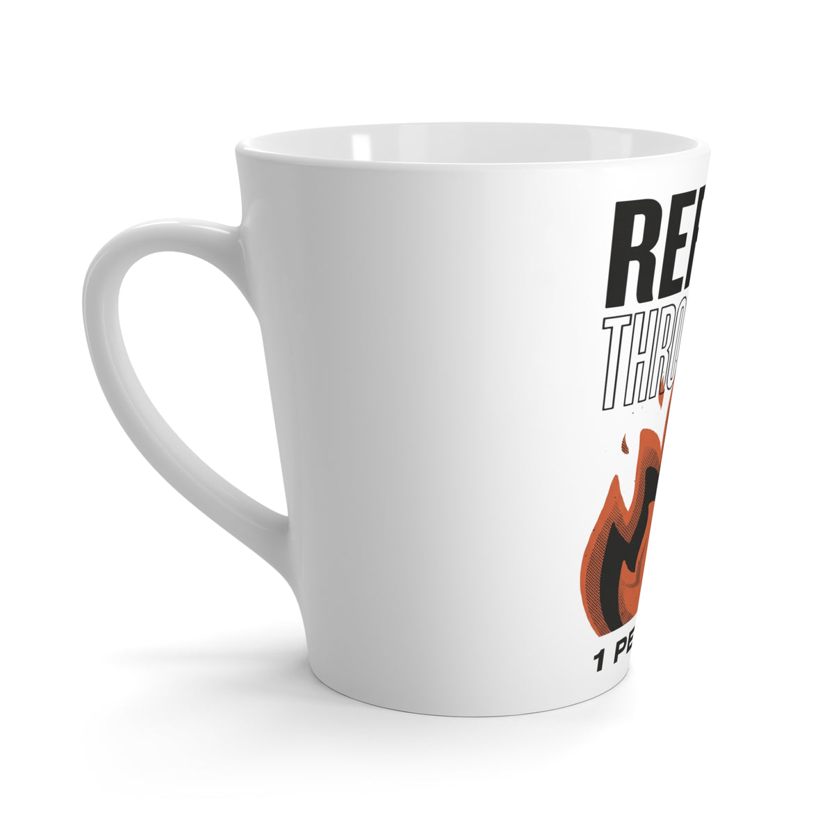 Refined Through Fire Latte Mug — Christian 1 Peter 1:7 Faith Coffee Cup