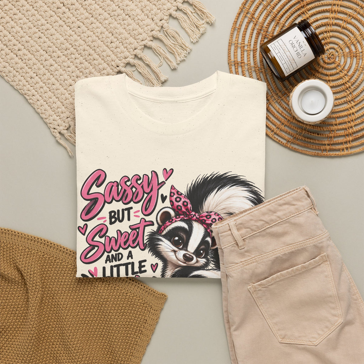 Skunk Tee - "Sassy But Sweet and a Little Stinky" Cute Floral Graphic Shirt