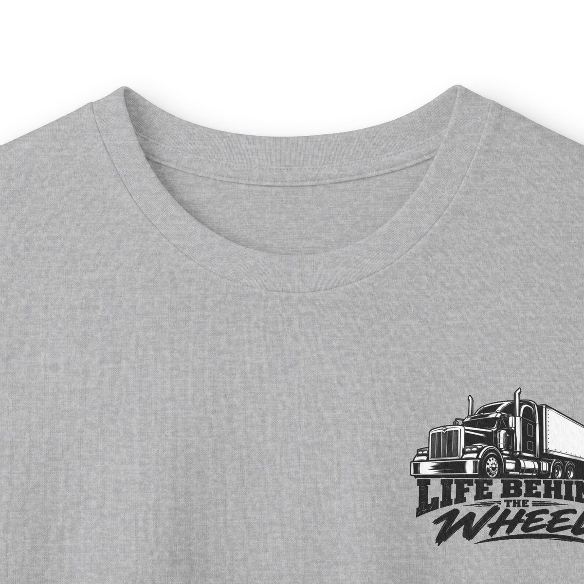 Long Sleeve Tee — "Life Behind the Wheel" Trucker Graphic