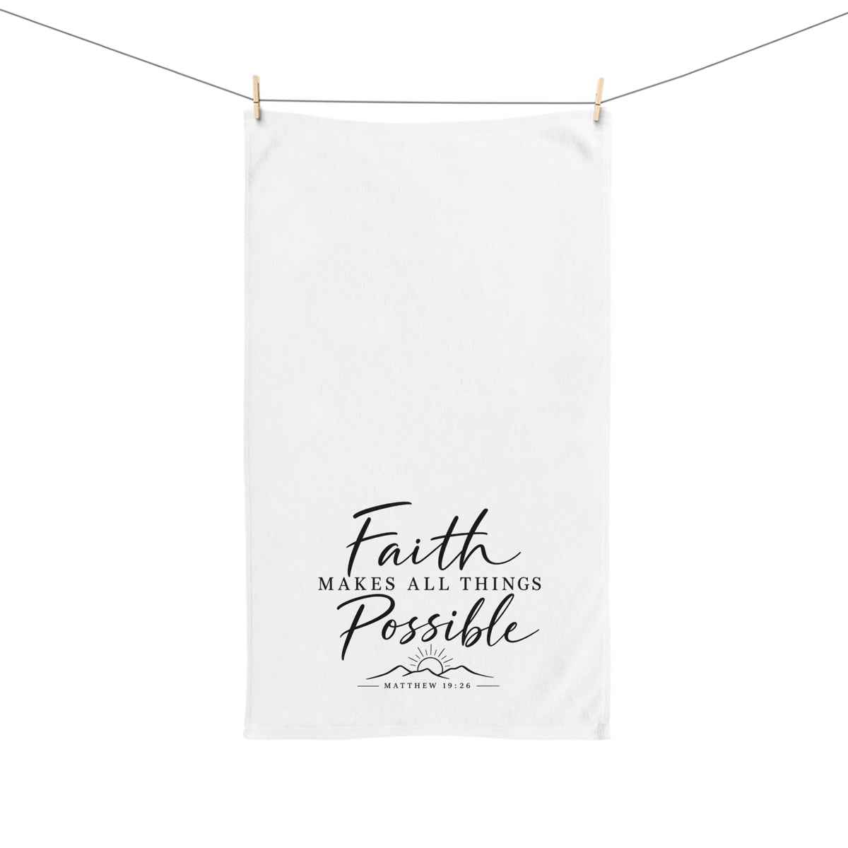 Faith Makes All Things Possible Hand Towel — Inspirational Scripture Kitchen Towel (Matthew 19:26)