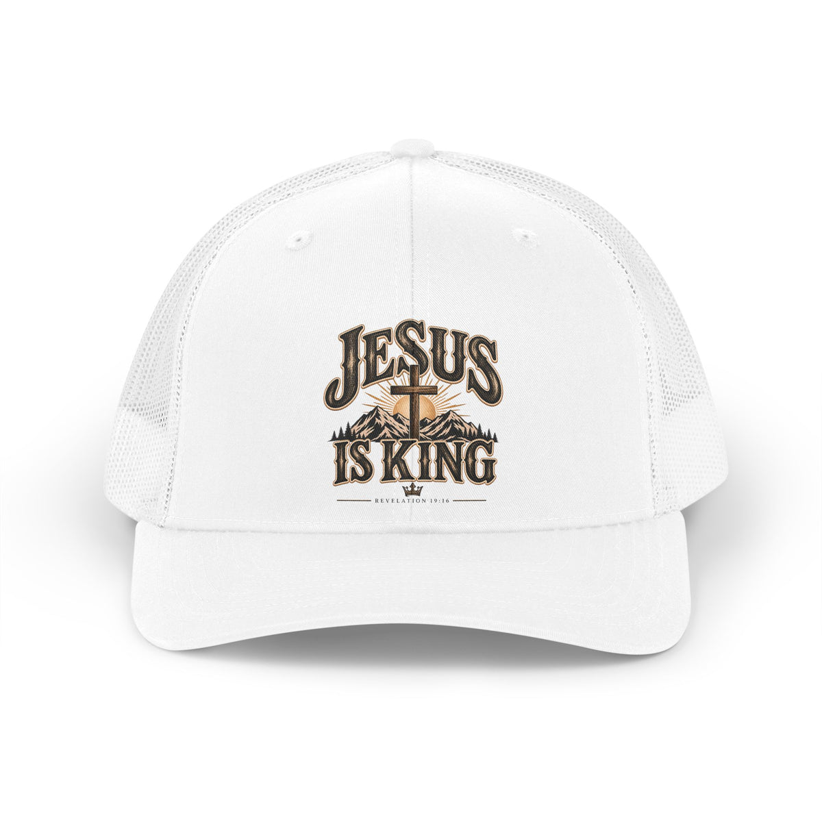 Jesus Is King Retro Trucker Hat — Vintage Christian Baseball Cap