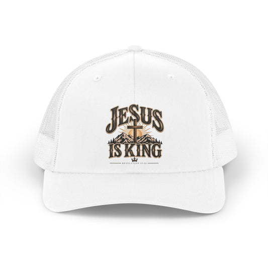 Jesus Is King Retro Trucker Hat — Vintage Christian Baseball Cap