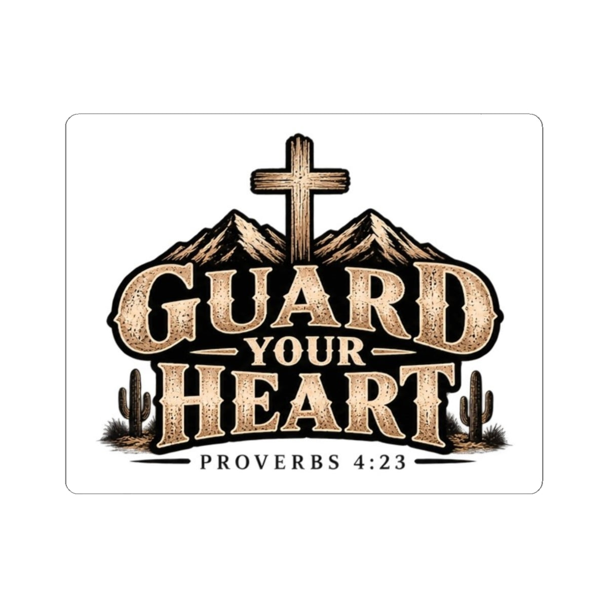 Guard Your Heart Sticker — Proverbs 4:23 Christian Faith Cross Sticker