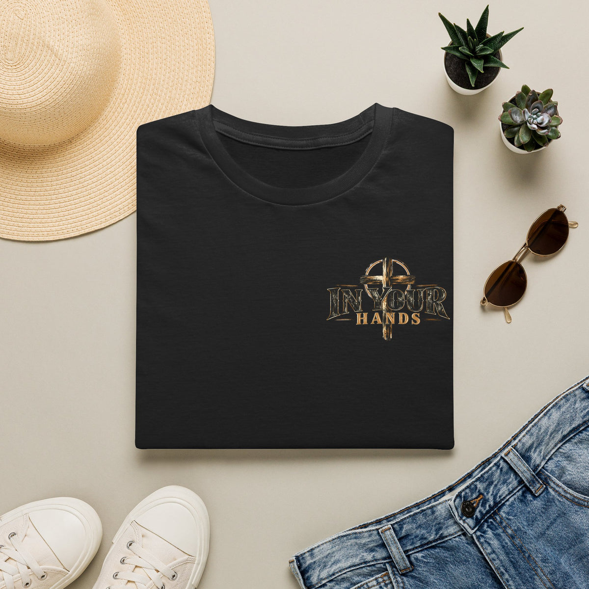 In Your Hands Cross Logo T-Shirt — Christian Faith Graphic Tee