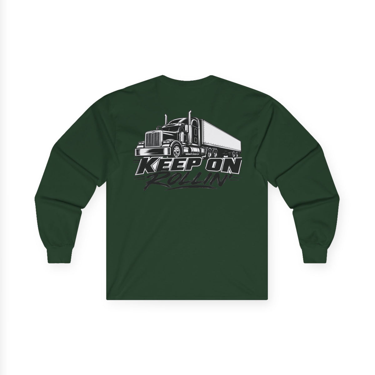 Truck Driver Long Sleeve Tee — “Keep On Rollin'” Graphic Shirt