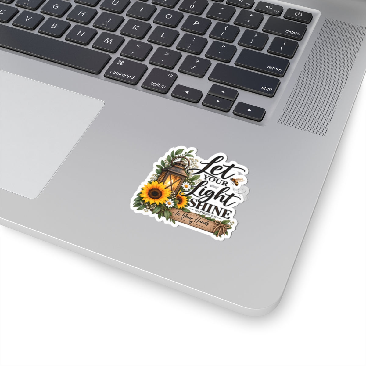 Let Your Light Shine Sunflower Lantern Sticker — Matthew 5:16 Inspirational Bible Verse Kiss-Cut