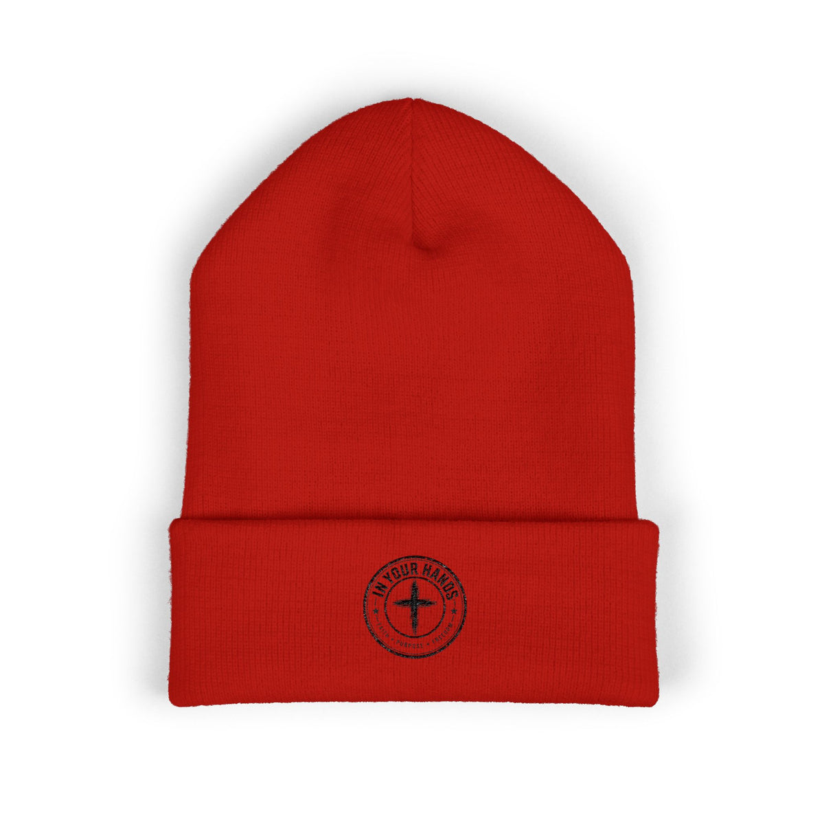 Embroidered Cuffed Beanie "Fix Your Habits" – Warm Knit Winter Hat