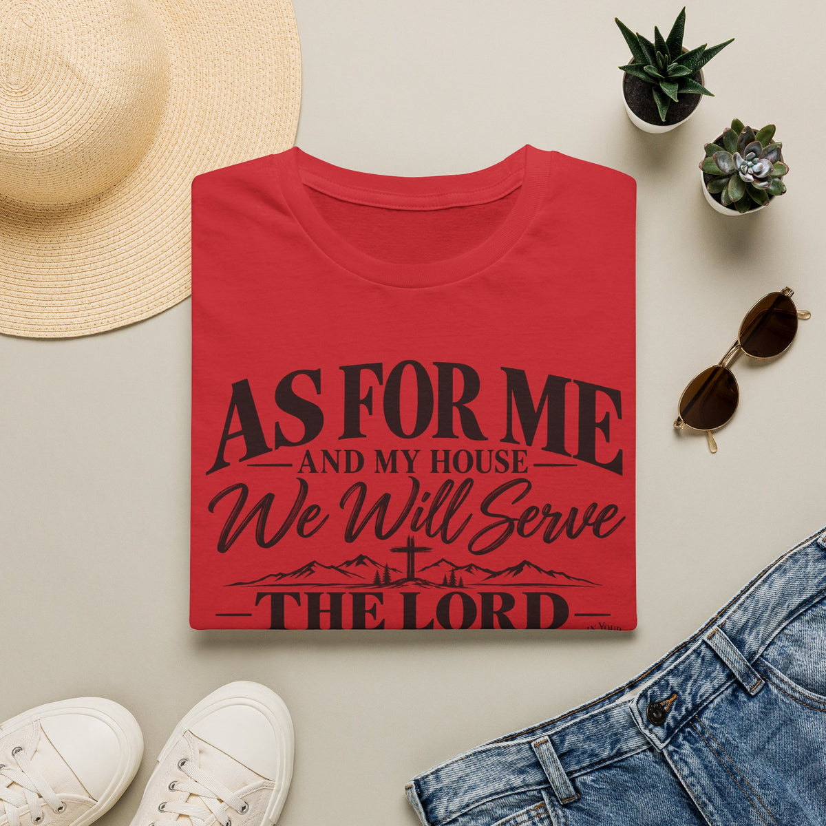 T-Shirt — "As for Me and My House We Will Serve the Lord" Christian Faith Tee