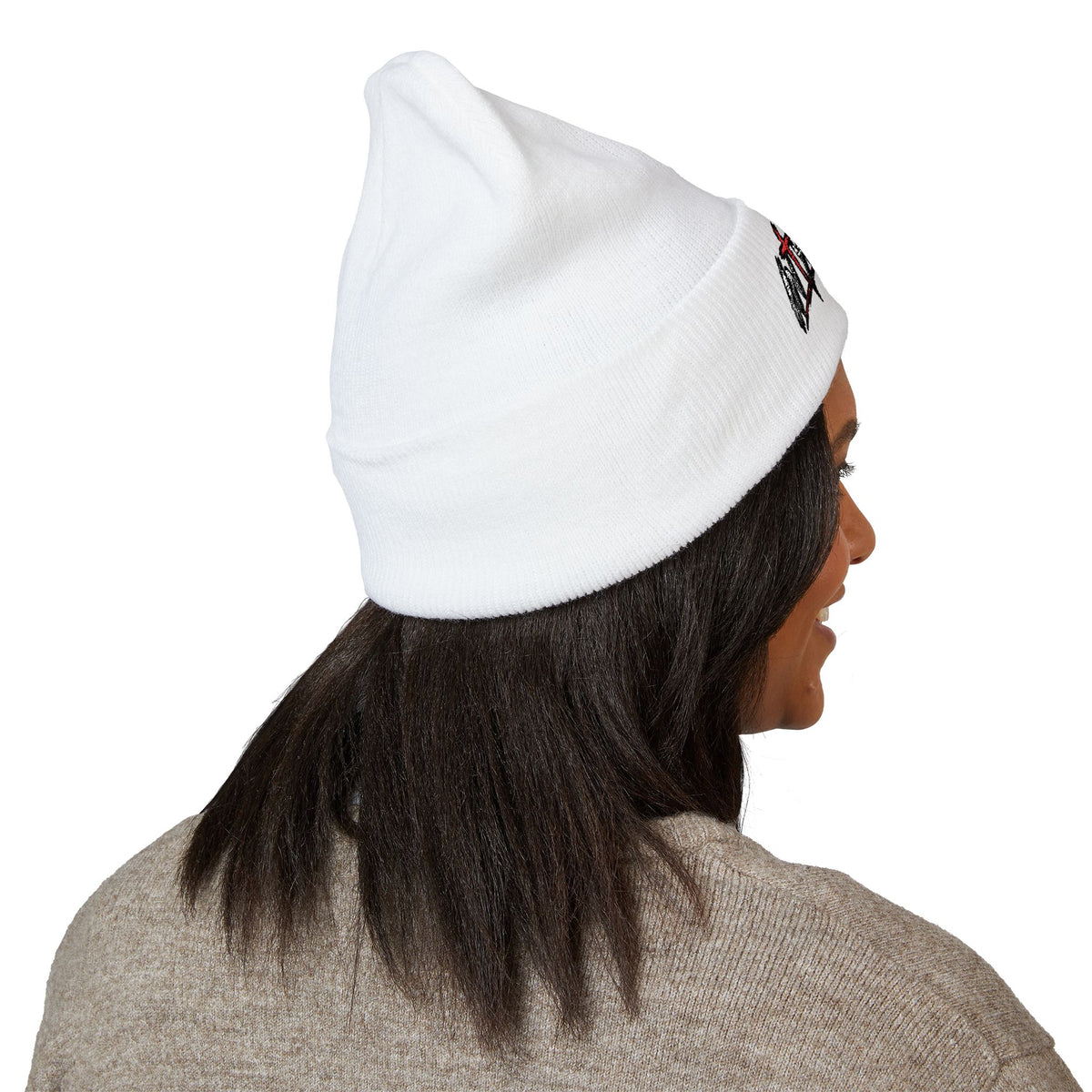 Embroidered Cross Logo Cuffed Beanie — Christian Streetwear Knit Hat