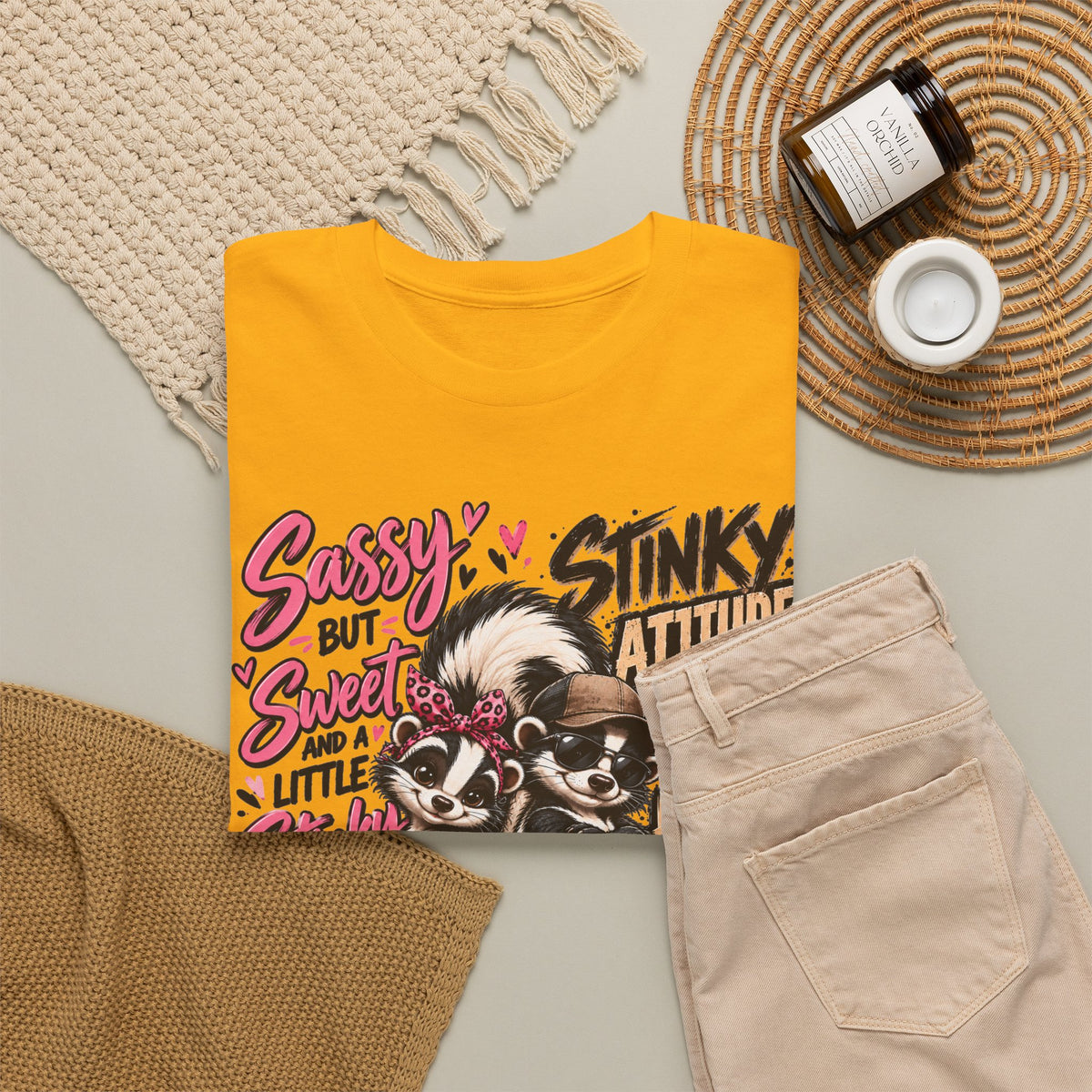 Skunk Graphic Tee — "Sassy but Sweet, Little Stinker" Cute Skunk Shirt