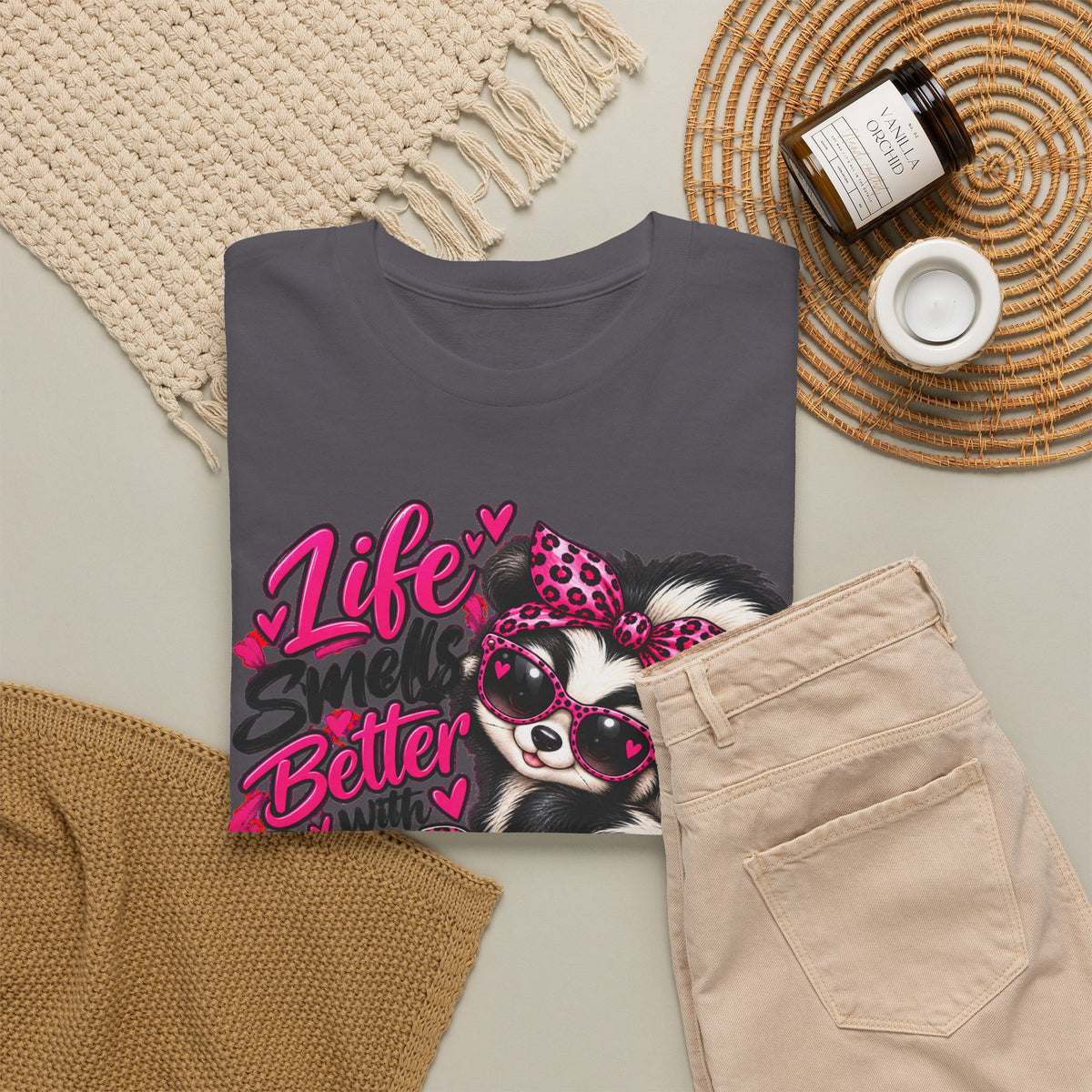 Life Smiles Better with Good Friends Skunk Graphic T-Shirt