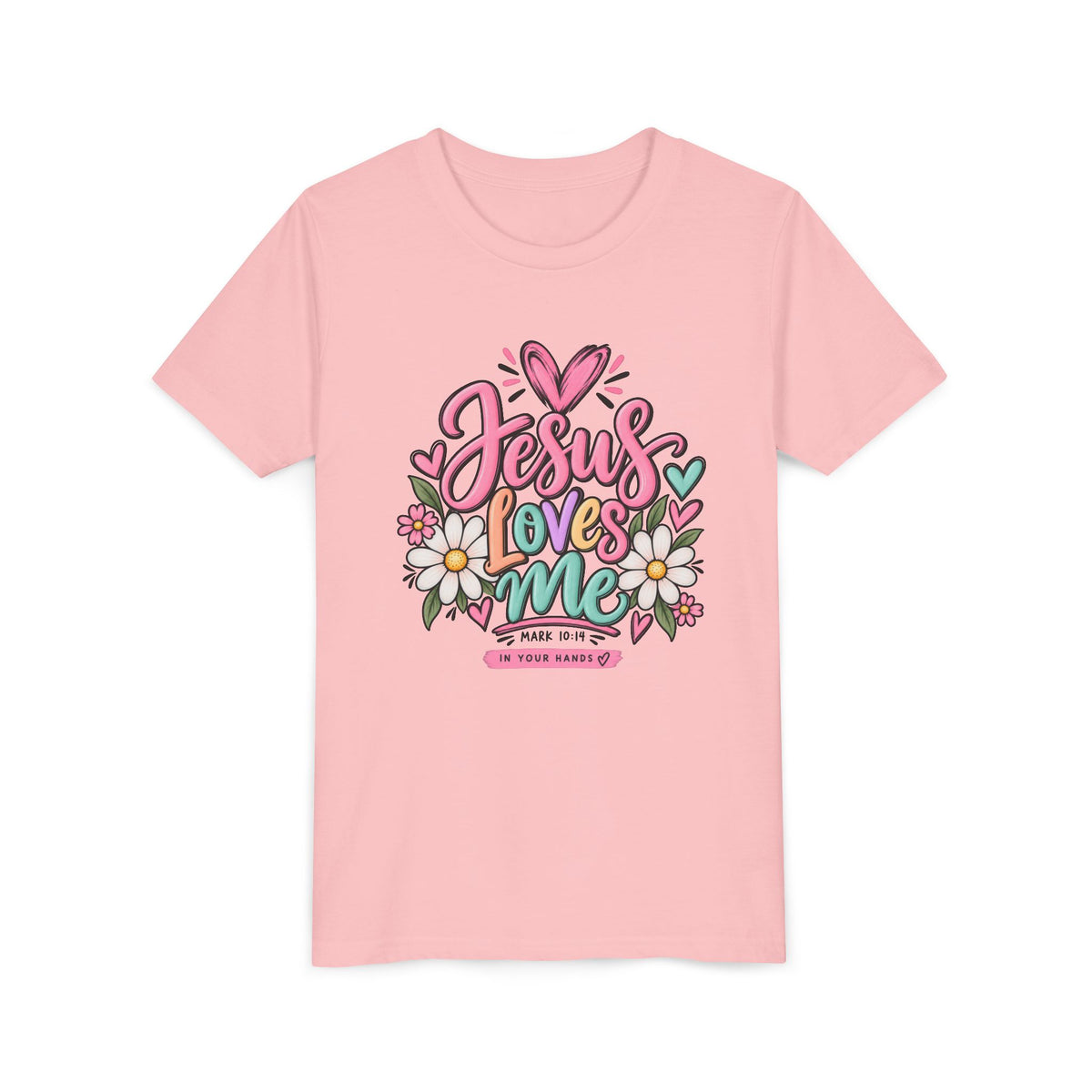 Youth Tee — "Jesus Loves Me" Floral Christian Kids T-Shirt