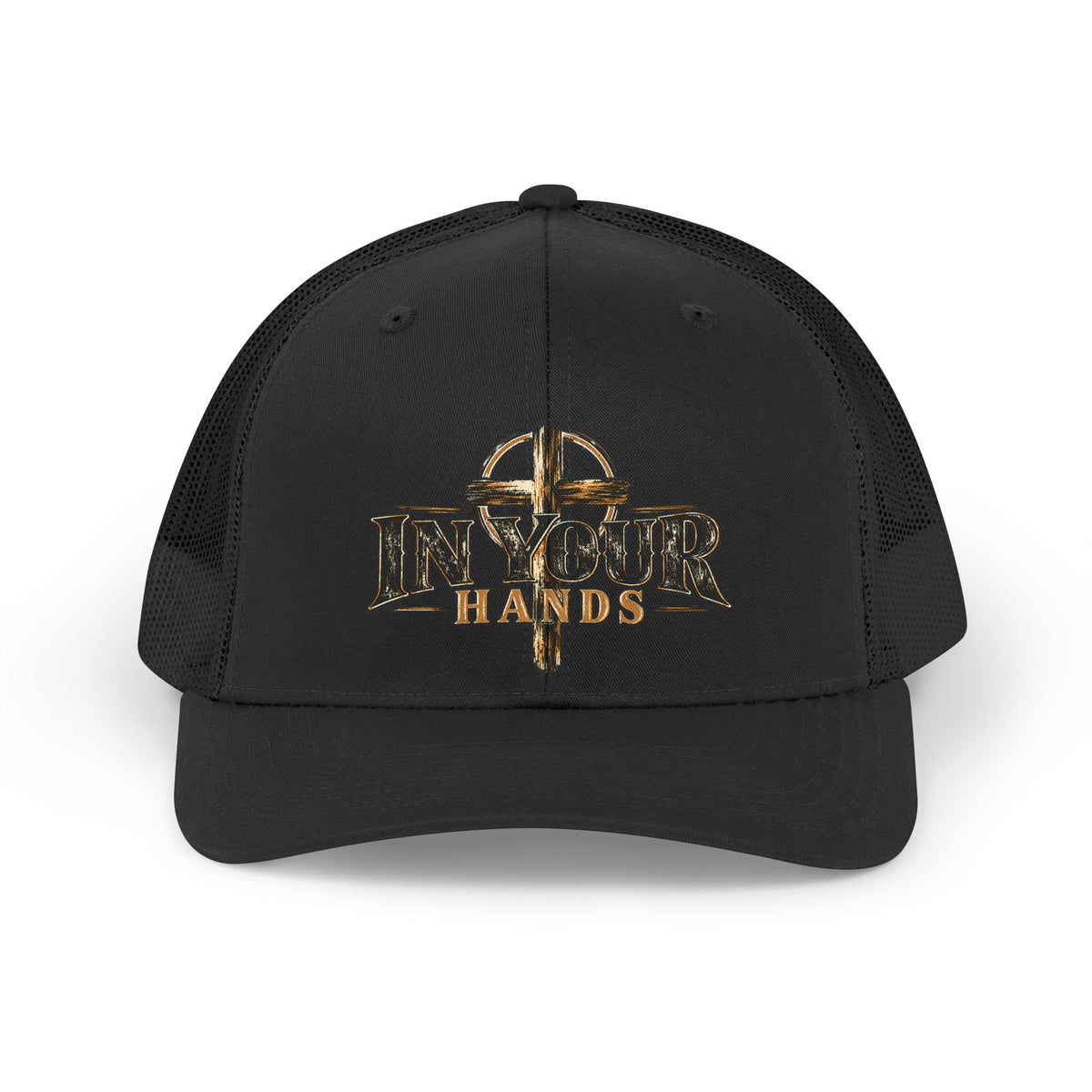 Retro Trucker Hat — 'In Your Hands' Cross Graphic